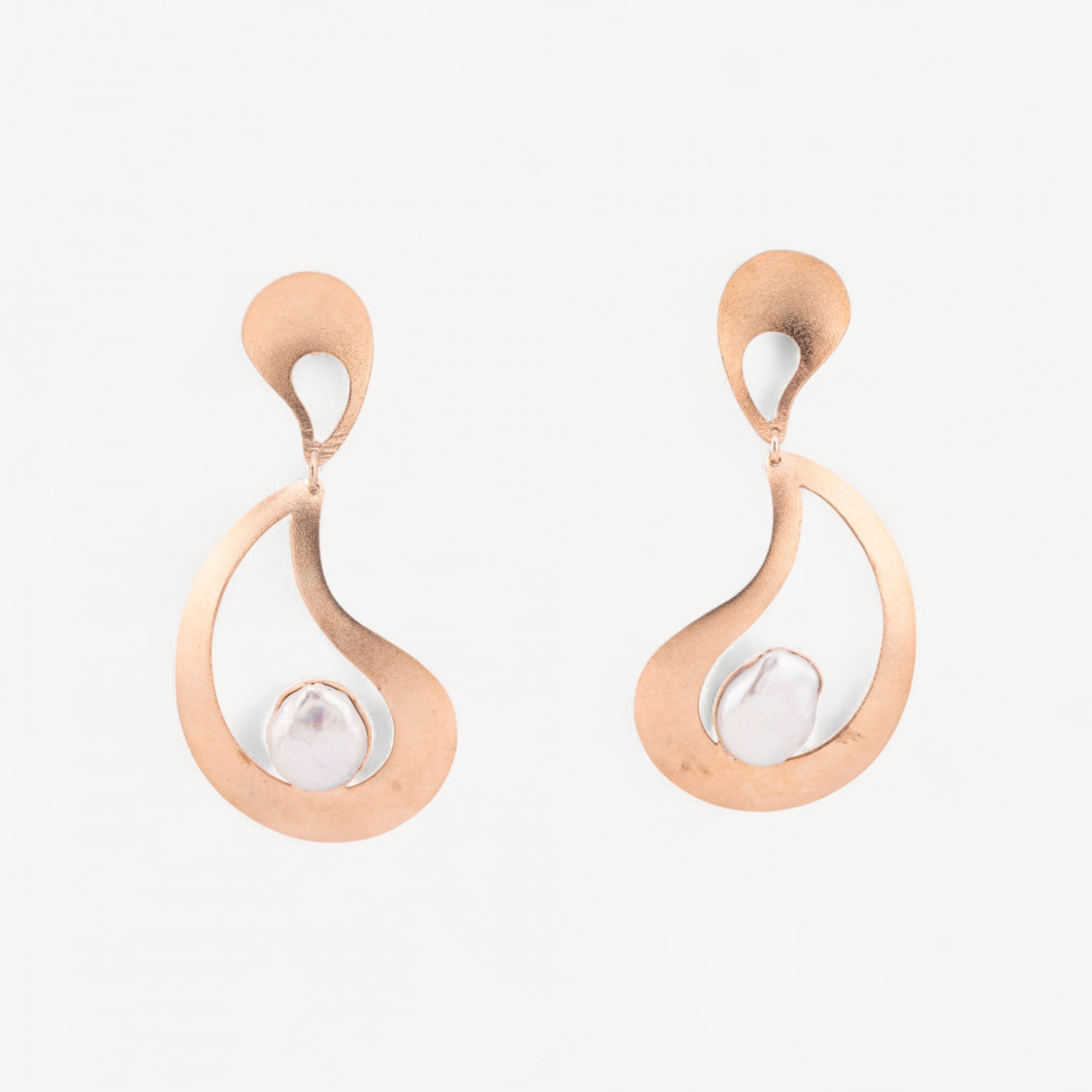 Orecchini Di Argento 925 Made in ITALY Con Perle Di Fiume Goccia Oro Rosa-ARGENT 925 DESIGN ITALIE | Worldofjewel.com