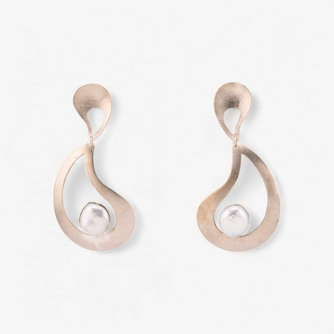 Orecchini Di Argento 925 Made in ITALY Con Perle Di Fiume Goccia Rodiata-ARGENT 925 DESIGN ITALIE | Worldofjewel.com