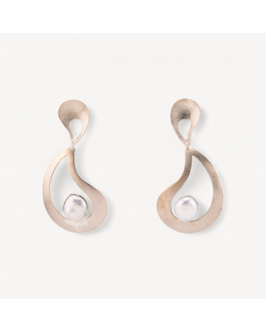 Orecchini Di Argento 925 Made in ITALY Con Perle Di Fiume Goccia Rodiata-ARGENT 925 DESIGN ITALIE | Worldofjewel.com