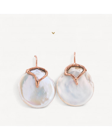 Orecchini Di Argento 925 Made in ITALY Con Perle Di Fiume Oro Rosa-ARGENT 925 DESIGN ITALIE | Worldofjewel.com