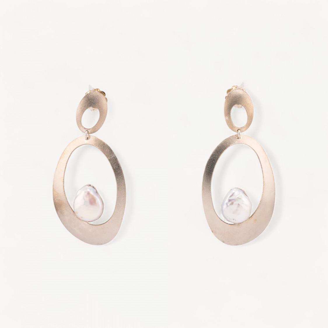 Orecchini Di Argento 925 Made in ITALY Con Perle Di Fiume Ovale Rodiato-ARGENT 925 DESIGN ITALIE | Worldofjewel.com