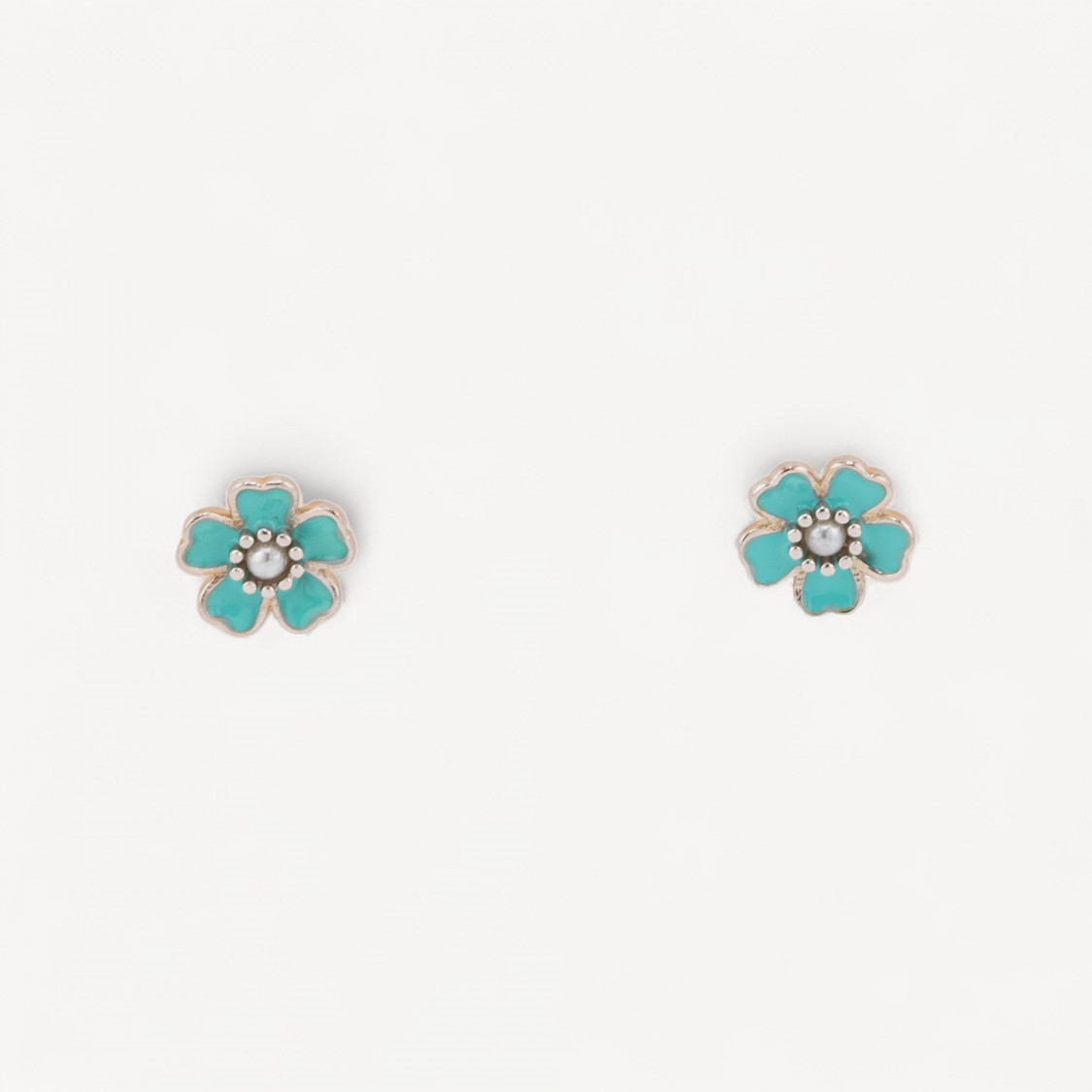 Orecchini Perno Di Argento 925 Con Fiore Smaltato-ARGENT 925 DESIGN ITALIE | Worldofjewel.com
