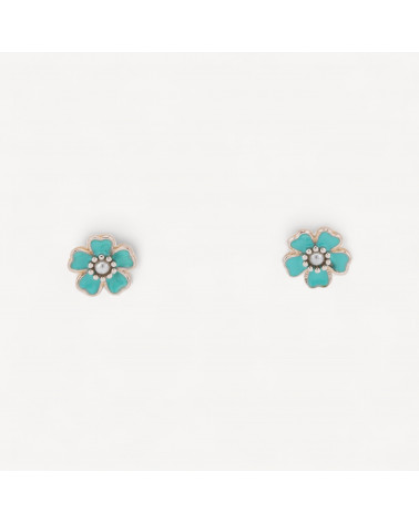 Orecchini Perno Di Argento 925 Con Fiore Smaltato-ARGENT 925 DESIGN ITALIE | Worldofjewel.com