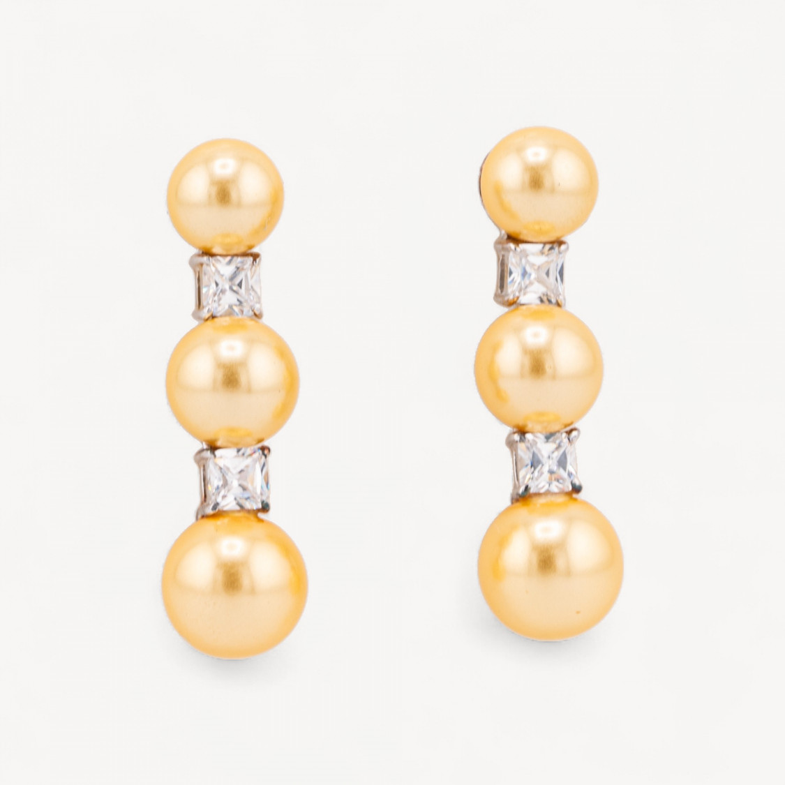 Orecchini Perno Di Argento 925 Con Perle Di Maiorca E Zirconi 9x35mm-ARGENT 925 DESIGN ITALIE | Worldofjewel.com