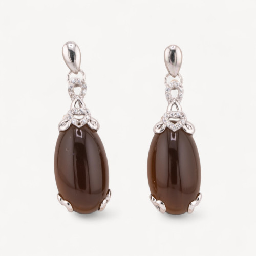 Boucles d'oreilles puces en argent 925 marron