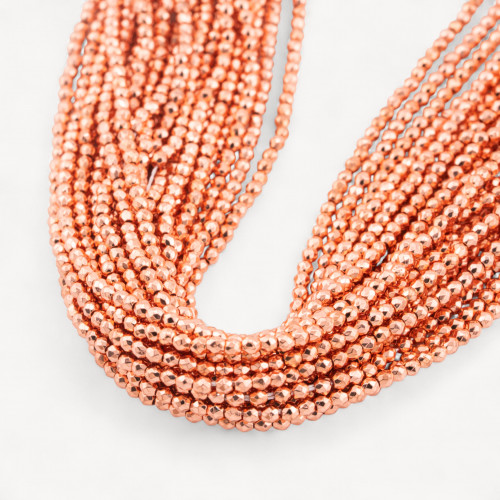 Rose Gold Hematite Faceted Round Bead 2mm