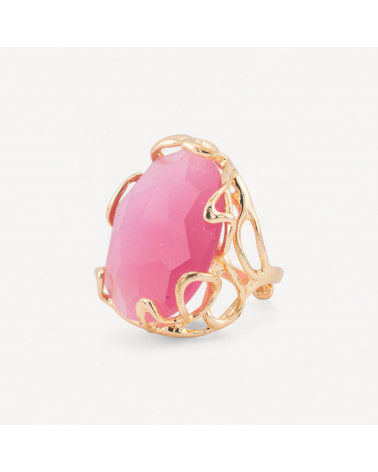 Bronzering mit unregelmäßigem Katzenauge 28x32mm Größenverstellbar Rosa Golden-ANELLI BIJOUX DONNA AURORA BEST SELLER | Worldofjewel.com