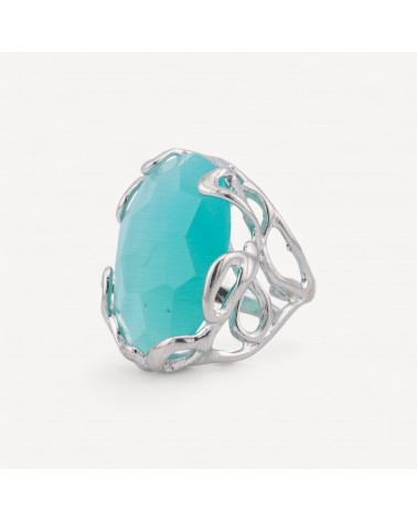 Anillo De Bronce Con Ojo De Gato Irregular 28x32mm Tamaño Ajustable Rodiado Agua-ANELLI BIJOUX DONNA AURORA BEST SELLER | Worldofjewel.com