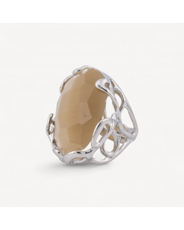 Bronzering mit unregelmäßigem Katzenauge, 28 x 32 mm, größenverstellbar, Rhodium-Ocker-ANELLI BIJOUX DONNA AURORA BEST SELLER | Worldofjewel.com