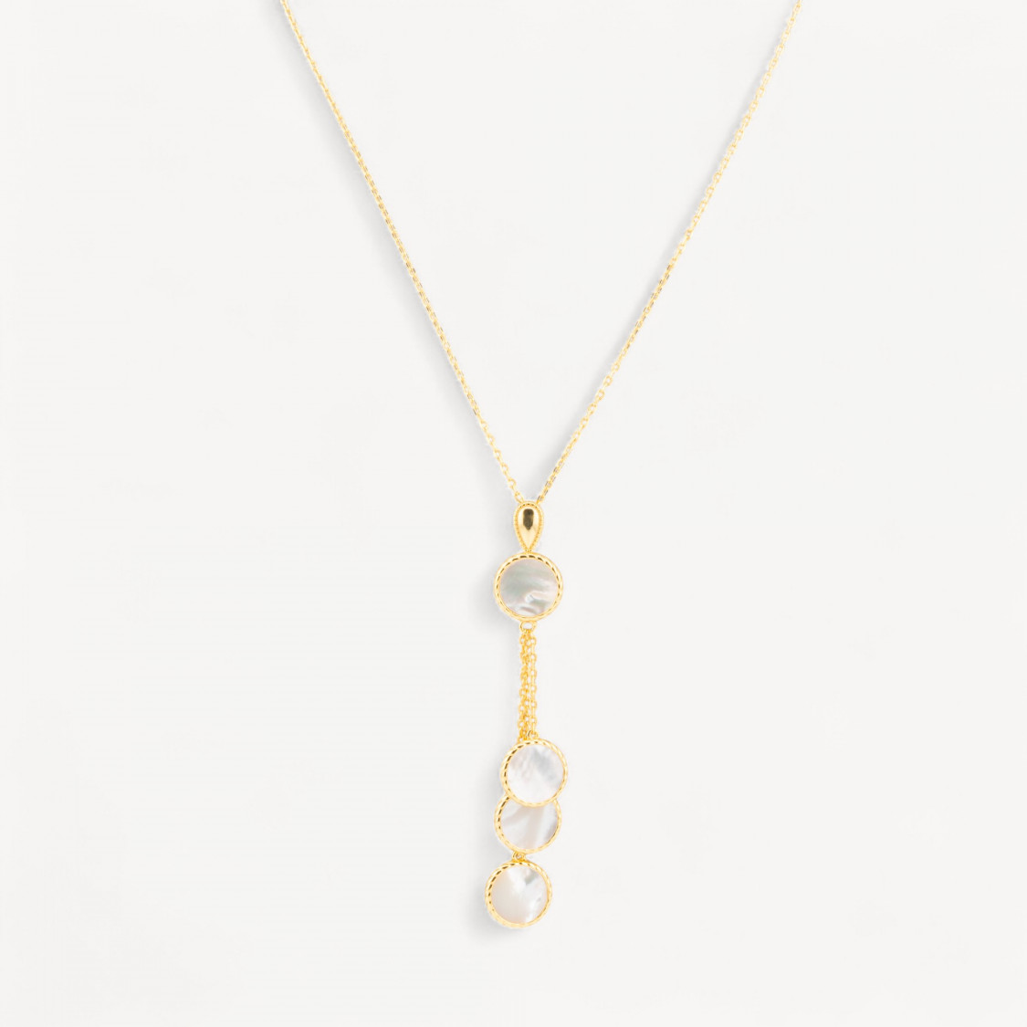 Collana In Argento 925 Con Pendenti Con Madreperla Dorata-925 SILBER HALSKETTEN | Worldofjewel.com