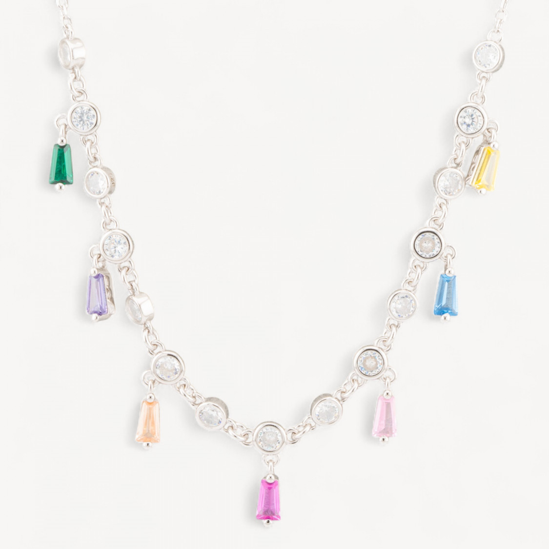 Collana In Argento 925 Con Pendenti Con Zirconi-925 SILBER HALSKETTEN | Worldofjewel.com