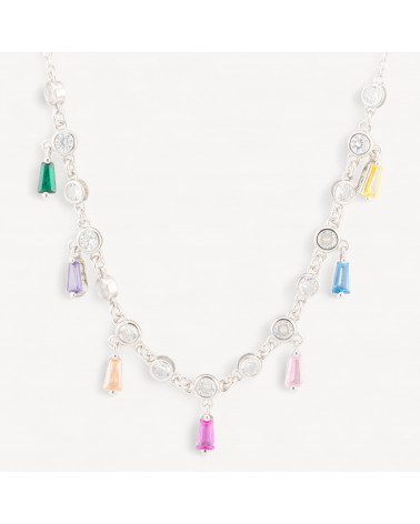 Collana In Argento 925 Con Pendenti Con Zirconi-925 SILBER HALSKETTEN | Worldofjewel.com