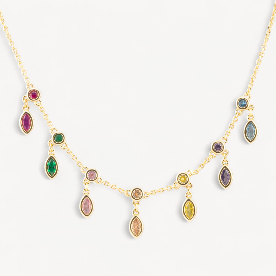 Collana In Argento 925 Con Pendenti Con Zirconi-925 SILBER HALSKETTEN | Worldofjewel.com
