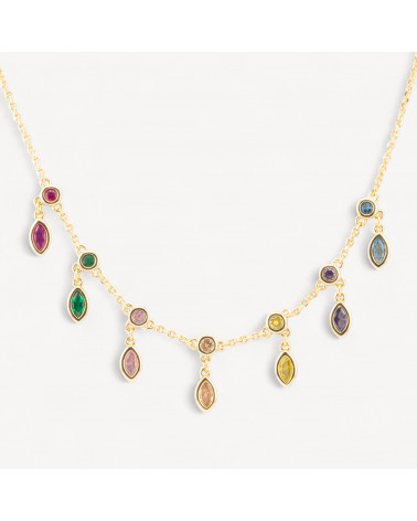 Collana In Argento 925 Con Pendenti Con Zirconi-925 SILBER HALSKETTEN | Worldofjewel.com