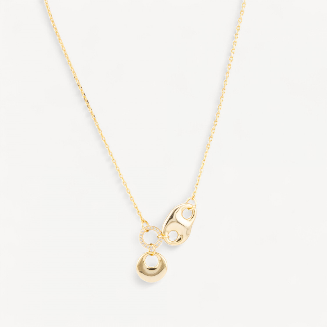 Collana In Argento 925 Con Pendenti Con Zirconi Dorata-COLLIERS EN ARGENT 925 | Worldofjewel.com