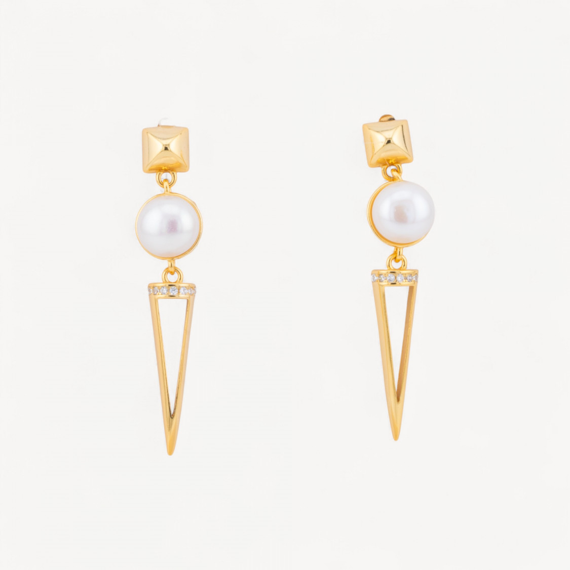 Orecchini In Argento 925 Con Zirconi E Perle Di Fiume Dorati-CHIUSURE IN ARGENTO 925 FAI DA TE | Worldofjewel.com