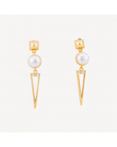 Orecchini In Argento 925 Con Zirconi E Perle Di Fiume Dorati-CHIUSURE IN ARGENTO 925 FAI DA TE | Worldofjewel.com