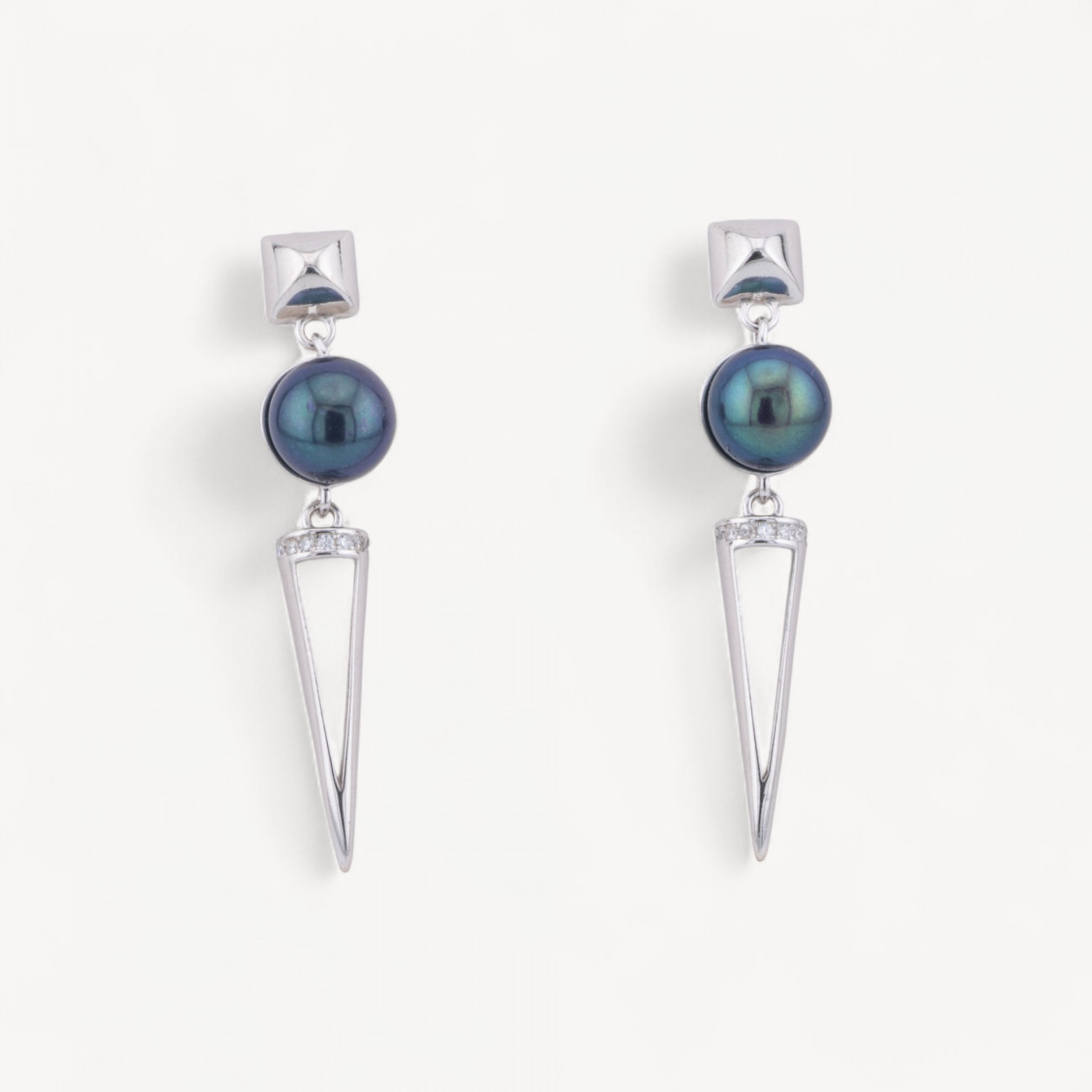 Orecchini In Argento 925 Con Zirconi E Perle Di Fiume Nere Tahiti Rodiati-CHIUSURE IN ARGENTO 925 FAI DA TE | Worldofjewel.com