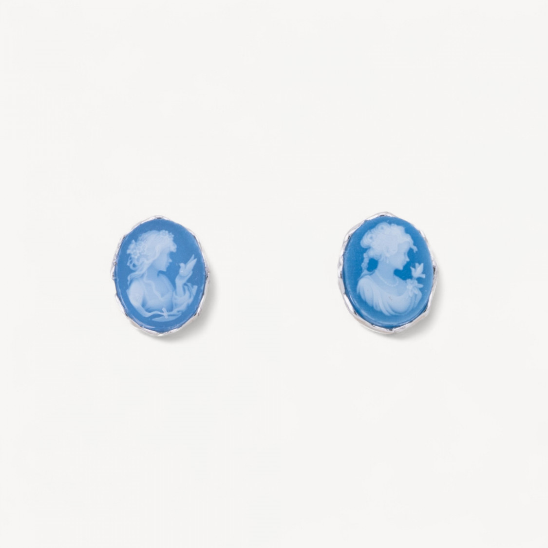 Orecchini Perno In Argento 925 Con Cammei con Donna Blu-ARGENT 925 DESIGN ITALIE | Worldofjewel.com