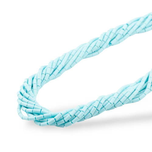 Pâte turquoise 4 fleurs, cannettine cylindrique 2x4mm, fabriquée en Italie