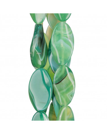 Agata Verde Striata Ovale Piatto Twist 20x40mm-AGATA VERDE | Worldofjewel.com