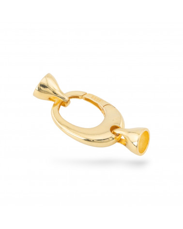 Chiusura A Scatto Di Argento 925 14x34mm Con Coppette 1pz Dorato-CHIUSURE IN ARGENTO 925 FAI DA TE | Worldofjewel.com