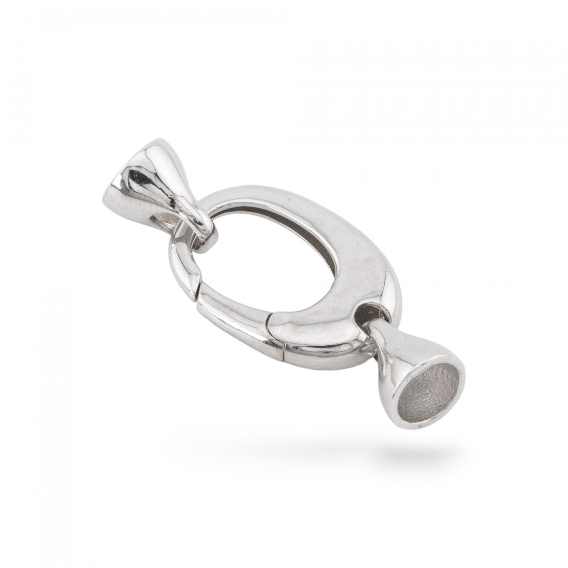 Chiusura A Scatto Di Argento 925 14x34mm Con Coppette 1pz Rodiato-CHIUSURE IN ARGENTO 925 FAI DA TE | Worldofjewel.com
