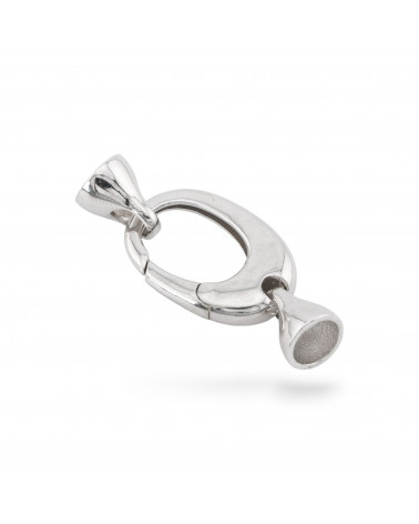 Chiusura A Scatto Di Argento 925 14x34mm Con Coppette 1pz Rodiato-CHIUSURE IN ARGENTO 925 FAI DA TE | Worldofjewel.com