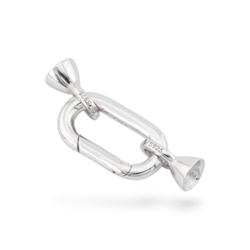 925 Silver Snap Clasp 9x28mm with 5.5mm Cups 1pc Rhodium Plated