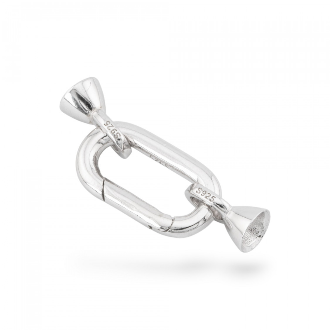 Chiusura A Scatto Di Argento 925 9x28mm Con Coppette Da 5,5mm 1pz Rodiato-CHIUSURE IN ARGENTO 925 FAI DA TE | Worldofjewel.com