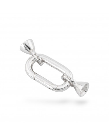 Chiusura A Scatto Di Argento 925 9x28mm Con Coppette Da 5,5mm 1pz Rodiato-CHIUSURE IN ARGENTO 925 FAI DA TE | Worldofjewel.com