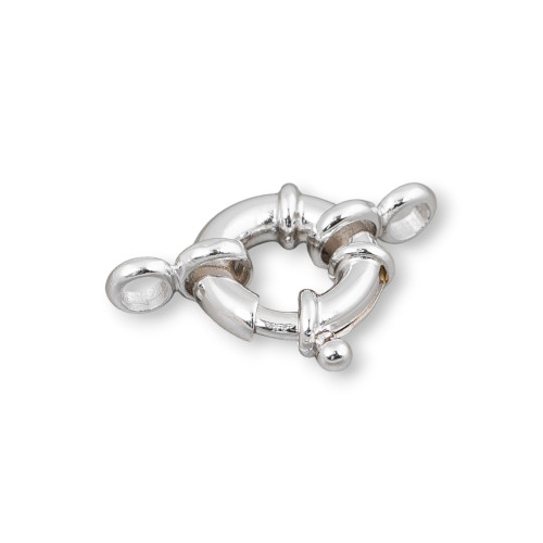 Fermoir à ressort en argent 925, 14 mm, avec barillet externe de 3,5 mm, plaqué rhodium, 1 pièce