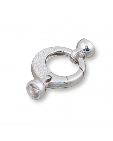 Chiusura Di Argento 925 Con Zirconi Micropave A Scatto Tondo 20x33mm Con Coppette Da 7,5mm 1pz Rodiato-CHIUSURE IN ARGENTO 925 FAI DA TE | Worldofjewel.com