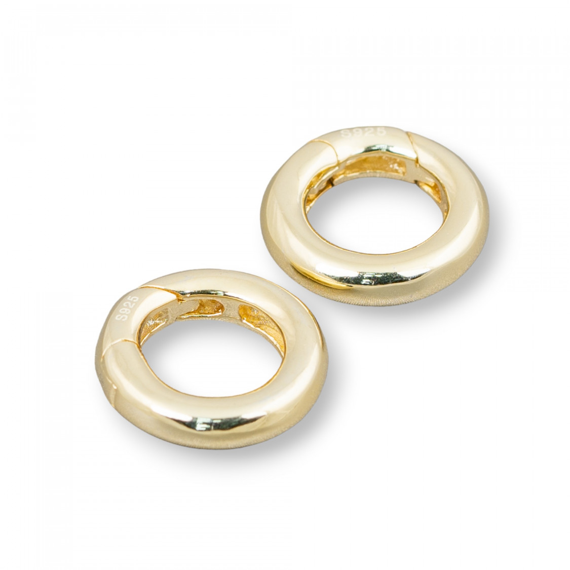 Chiusura Di Argento 925 Gancio A Ciambella Con Molla 18mm Canna 3mm 2pz Dorato-CHIUSURE IN ARGENTO 925 FAI DA TE | Worldofjewel.com