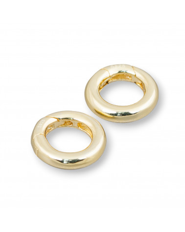 Chiusura Di Argento 925 Gancio A Ciambella Con Molla 18mm Canna 3mm 2pz Dorato-CHIUSURE IN ARGENTO 925 FAI DA TE | Worldofjewel.com