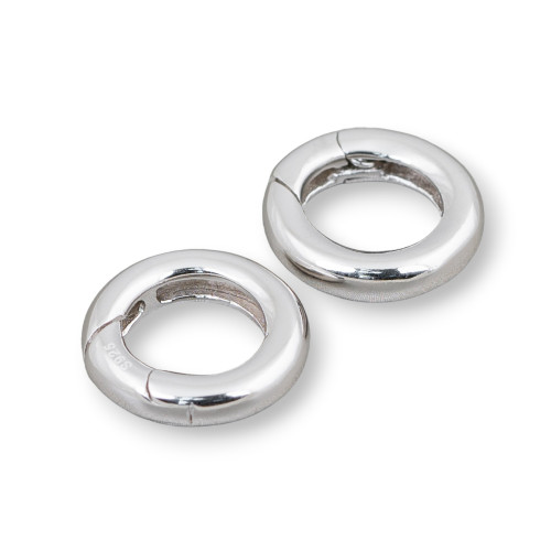 Fermoir donut en argent 925 avec ressort, barillet de 18 mm, épaisseur 3 mm, 2 pièces, plaqué rhodium