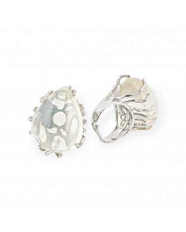 Anello Di Bronzo Con Pietre Dure Misura Regolabile 20-34mm Rodiato Quarzo Lemon-ANELLI BRONZO CON PIETRE INCASTONATE | Worldofjewel.com