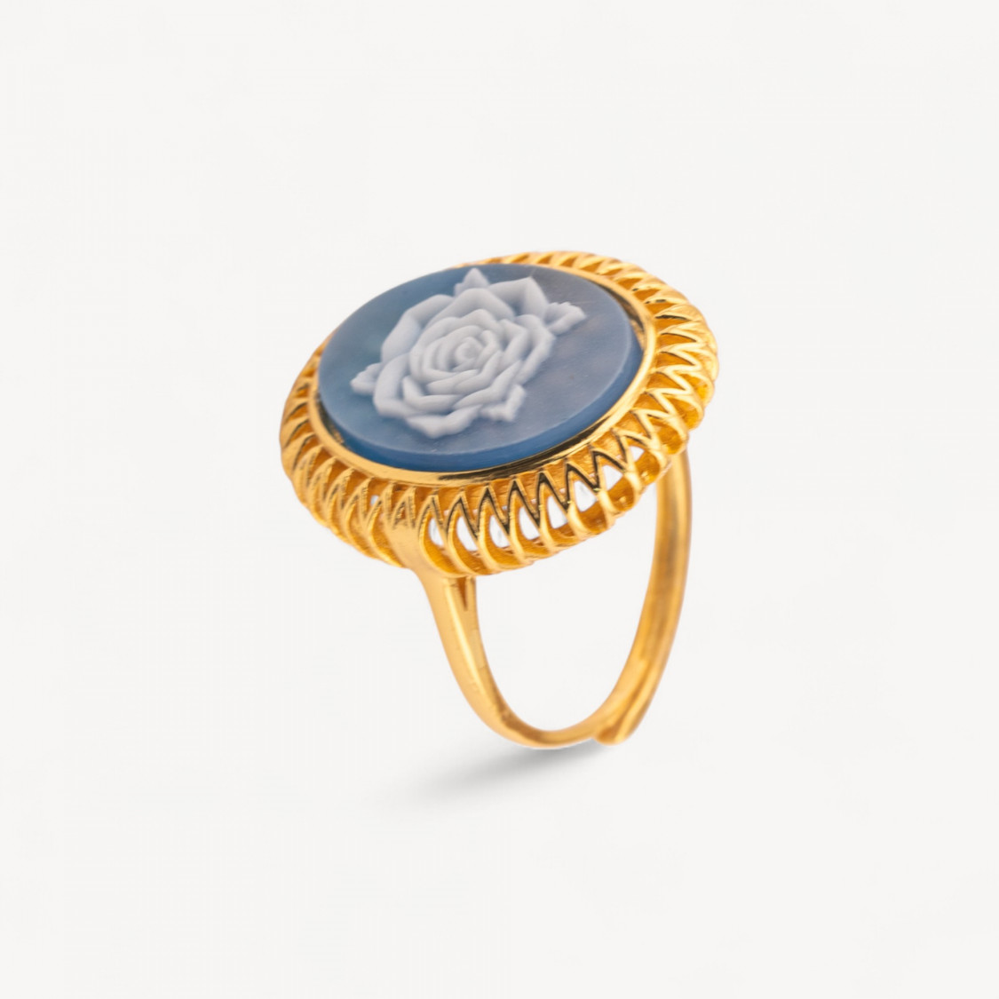 925 Silver Adjustable Size Jewel Ring with Agate Cameo and Bezel-925 SILVER RINGS | Worldofjewel.com