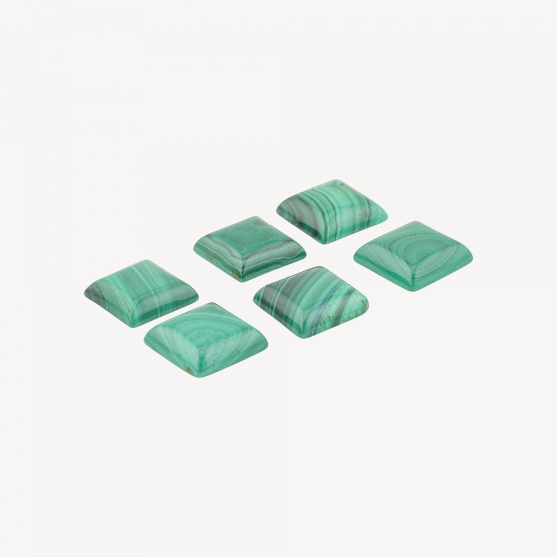 Cabujones de malaquita con forma de cojín de 10,5 mm (6 unidades)-CABOCHON DE PIEDRAS DURAS | Worldofjewel.com