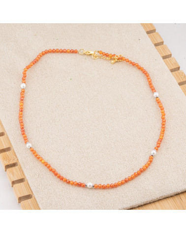 Collana con Cristalli Arancioni E Perle Di Maiorca Con Chiusura e Catenina In Acciaio Dorato 10pz-COLLANE BIJOUX | Worldofjewel.com