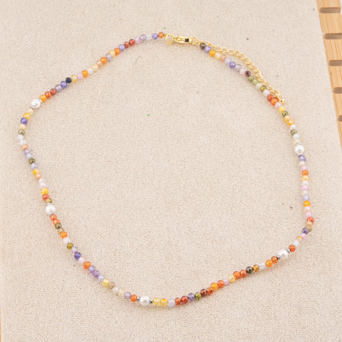 Collana con Cristalli Multicolor E Perle Di Maiorca Con Chiusura e Catenina In Acciaio Dorato 10pz-COLLANE BIJOUX | Worldofjewel.com