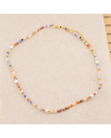 Collana con Cristalli Multicolor E Perle Di Maiorca Con Chiusura e Catenina In Acciaio Dorato 10pz-COLLANE BIJOUX | Worldofjewel.com