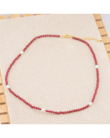 Collana con Cristalli Rossi E Perle Di Maiorca Con Chiusura e Catenina In Acciaio Dorato 10pz-COLLANE BIJOUX | Worldofjewel.com