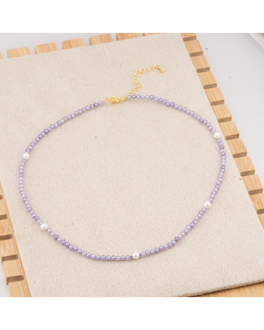 Collana con Cristalli Viola E Perle Di Maiorca Con Chiusura e Catenina In Acciaio Dorato 10pz-COLLANE BIJOUX | Worldofjewel.com