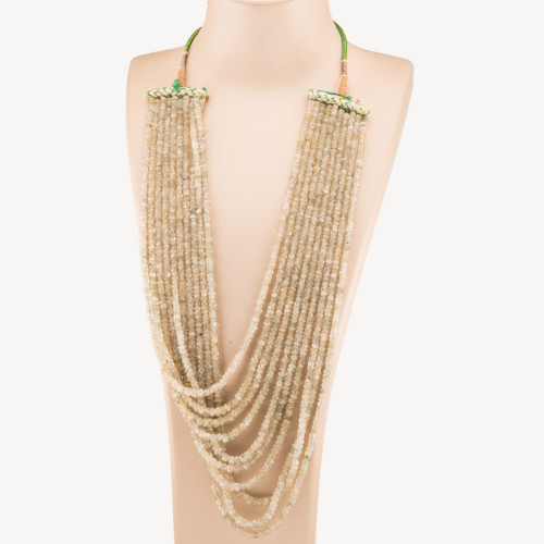 Yellow Prehnite Necklace with 10 Strands, 4.5x2.5mm, Rondelle Gradation