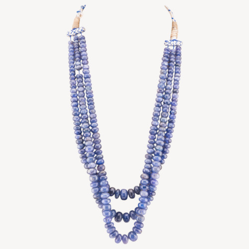 Collar de tanzanita de 3 hilos (5,5-11,5 mm)