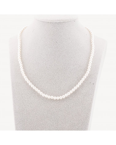 Collana Girocollo Di Perle Di Maiorca da 3mm con Chiusura in Argento 925 Rodiato 41cm + 5,5cm-COLLANE DI PIETRE DURE | Worldofjewel.com