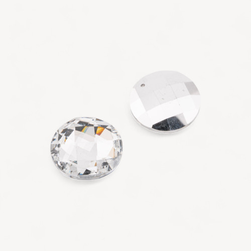 2 pendentifs en cristal CZ facetté argenté, diamètre 30 mm