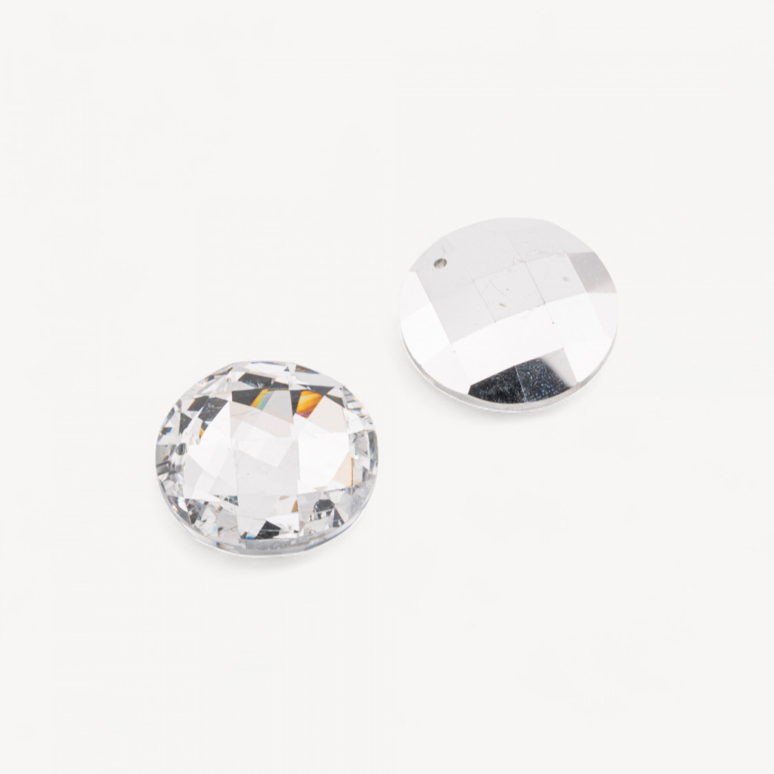Componente Pendente Cristallo CZ Disco Sfaccettato Diametro 30mm 2pz Argento- CABOCHON DI CRISTALLI | Worldofjewel.com