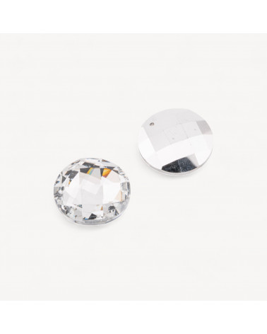 Componente Pendente Cristallo CZ Disco Sfaccettato Diametro 30mm 2pz Argento- CABOCHON DI CRISTALLI | Worldofjewel.com